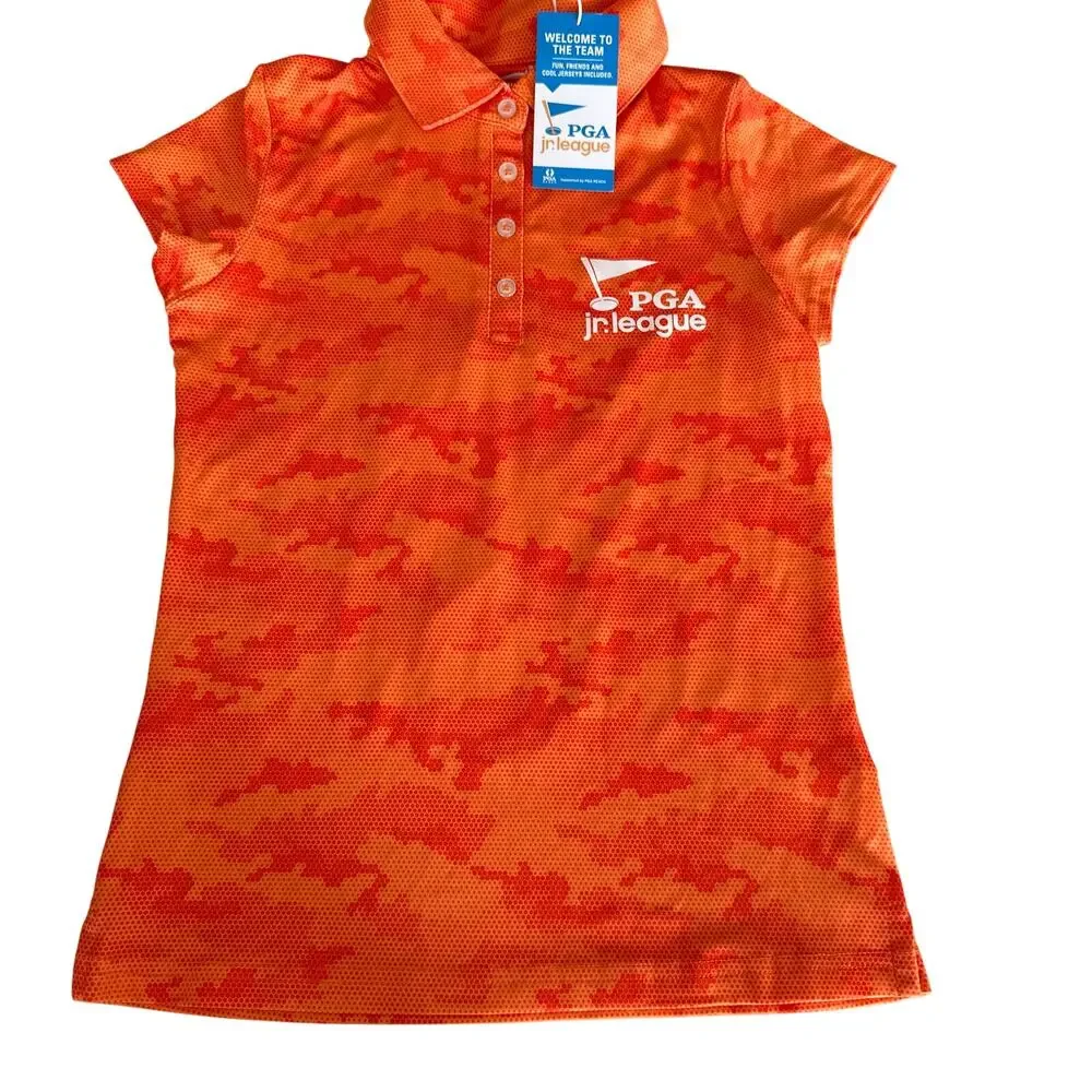 Garb Girls Orange Camo PGA Jr League Golf Polo - medium